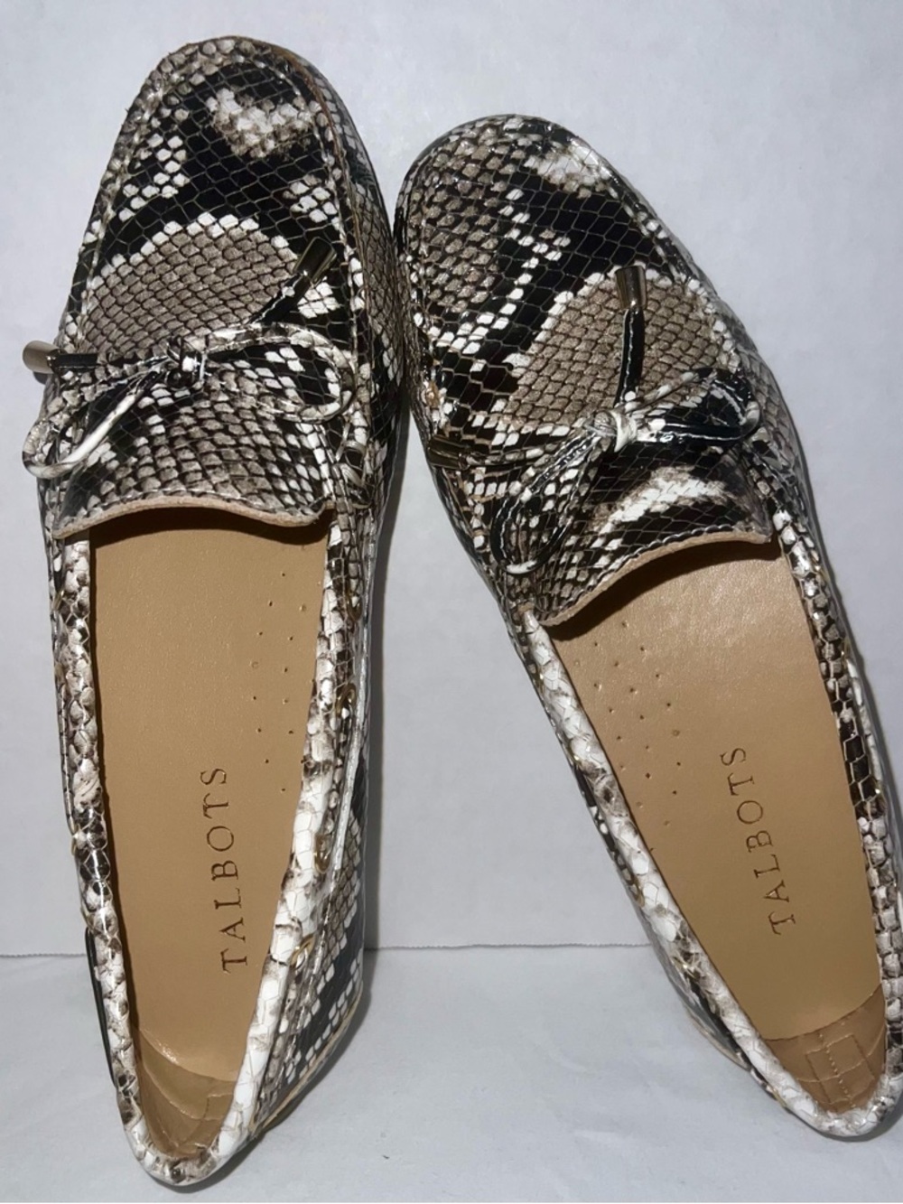 Talbots Snake-Print Loafers in Brown, Black & Cream